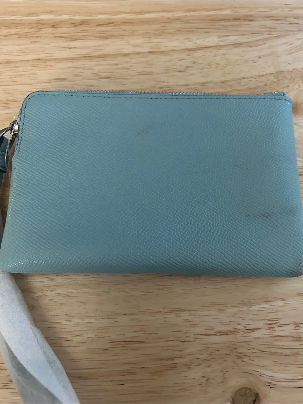 Coach Mint Green Saffiano Zip Wristlet
